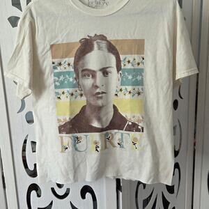 Frida Kahlo T Shirt Womens S True Vintage Los Angeles Floral Graphic Crop Tee